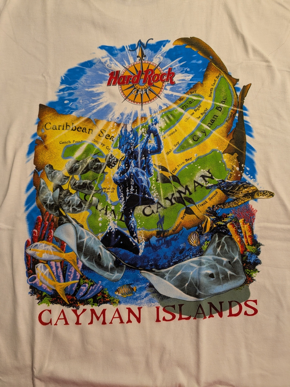 Hard Rock Cafe Cayman Islands White Graphic Tee